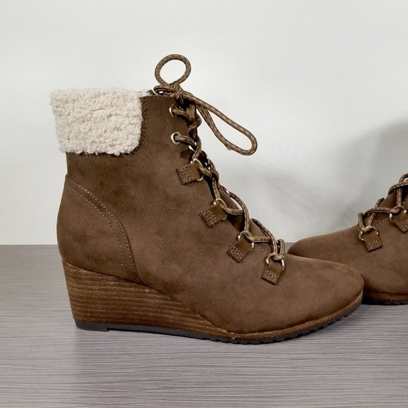 Dr. Scholl's Charmer Wedge Bootie, Brown Fabric, Womens Size 6 US / 36 - Picture 7 of 11